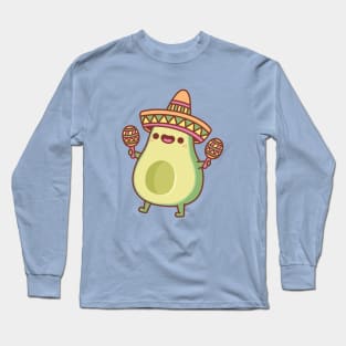 Cute Avocado With Sombrero Hat And Maracas Long Sleeve T-Shirt